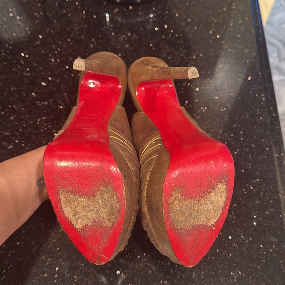 Gold Christian Louboutin Women's Heels - Picture 6 of 7